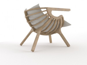 wood armchair 3D 모델