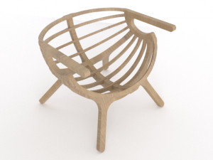 wood armchair 3D 모델