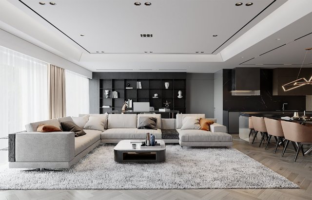 Living Room 3D Model .c4d .max .obj .3ds .fbx .stl .blend 