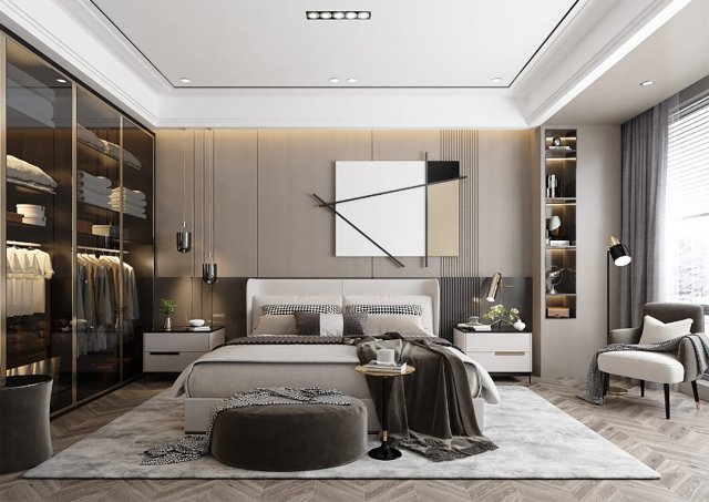 Bedroom Model 3D .c4d .max .obj .3ds .fbx .stl .blend 