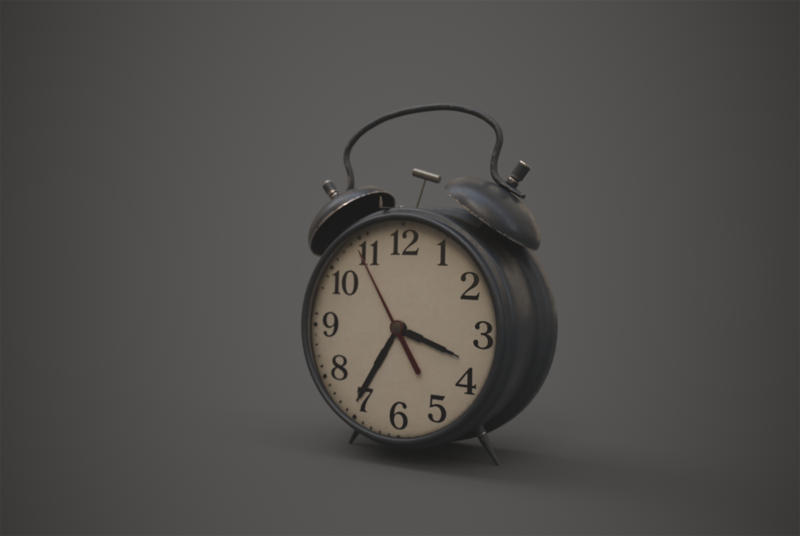 Vintage Alarm Clock 3D Model .c4d .max .obj .3ds .fbx .stl .blend