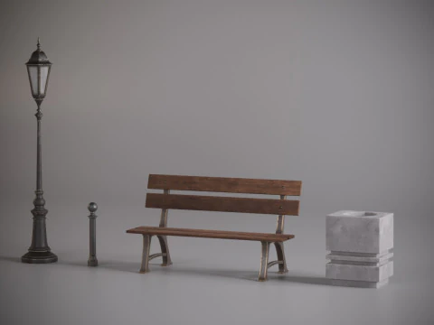 アーバンストリート小道具パック 3Dモデル