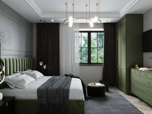 modern master bedroom Modello 3D