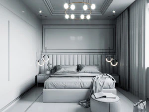 modern master bedroom 3D Model