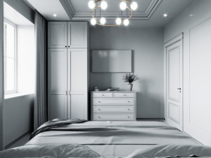 modern master bedroom Modello 3D