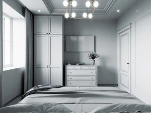 modern master bedroom 3D Model
