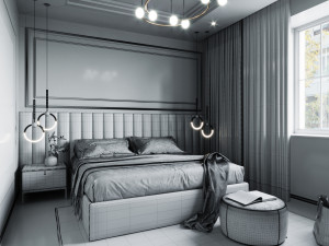 modern master bedroom Modello 3D