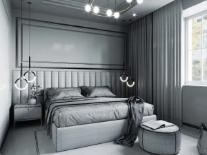 modern master bedroom 3D Model