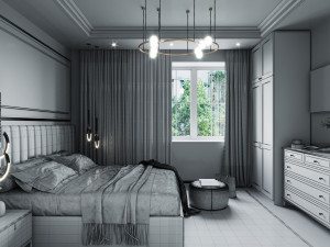 modern master bedroom Modello 3D