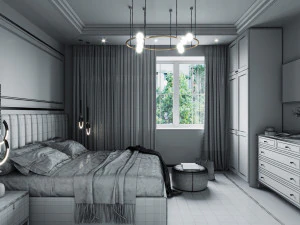 modern master bedroom 3D Model