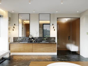 현대적인 욕실 인테리어 장면 3D 모델