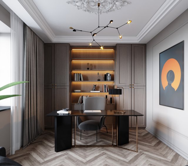Home office scene model Modelo 3D .c4d .max .obj .3ds .fbx .stl .blend