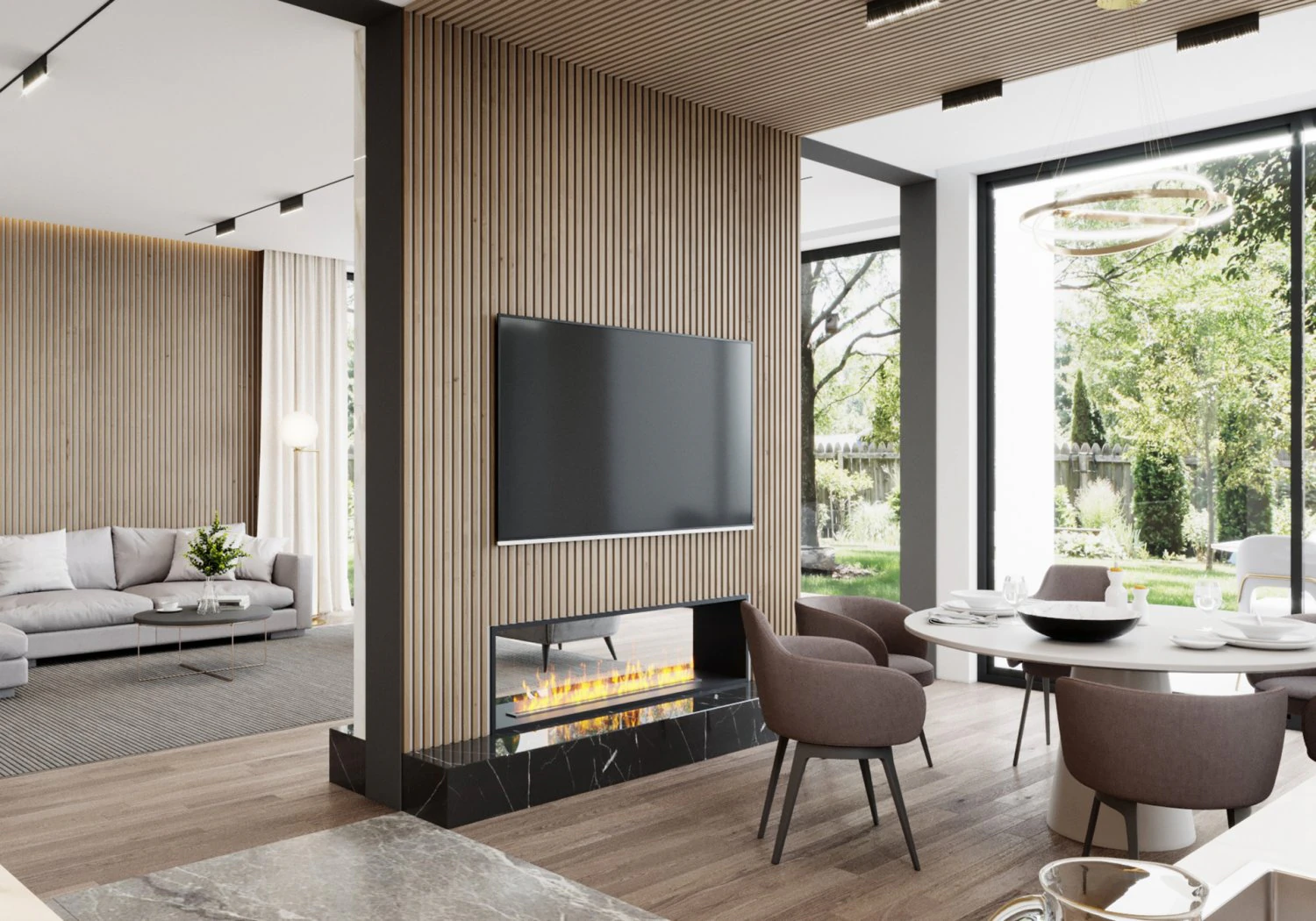 living room and kitchen scene 3D Model .c4d .max .obj .3ds .fbx .stl .blend