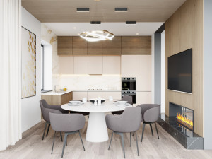 living room and kitchen scene 3D Модель
