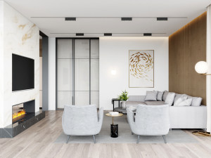 living room and kitchen scene 3D Модель