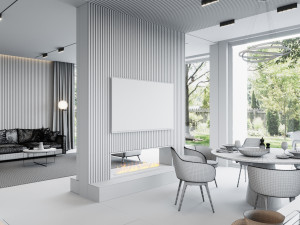living room and kitchen scene 3D Модель