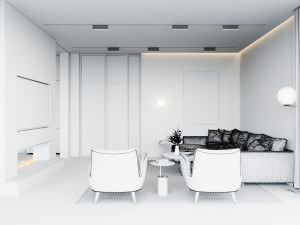 living room and kitchen scene 3D Модель