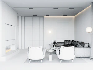 living room and kitchen scene 3D Model
