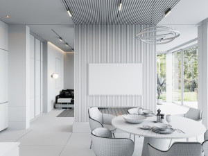 living room and kitchen scene 3D Модель