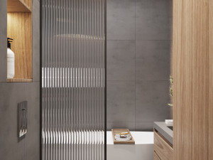 3d bathroom with circle mirror Modello 3D