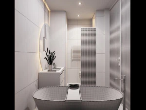 3d bathroom with circle mirror 3D Model