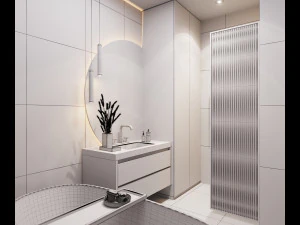 3d bathroom with circle mirror 3D Model