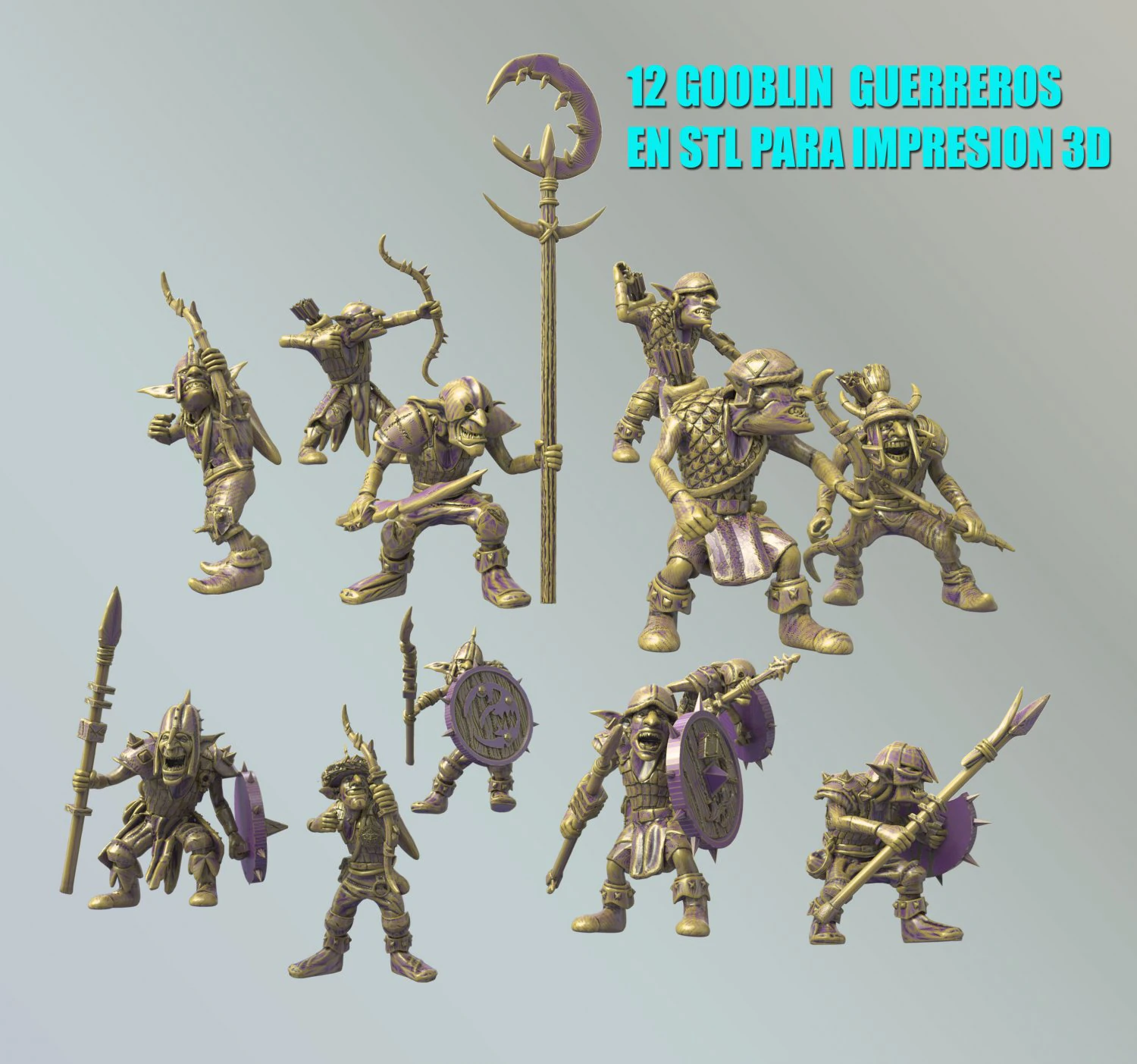 pack de 12 gooblin guerreros en stl 3D Print Model .c4d .max .obj .3ds .fbx .stl .blend 