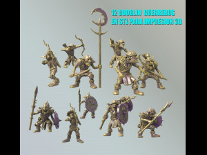 pack de 12 gooblin guerreros en stl Modèles 3D en vedette