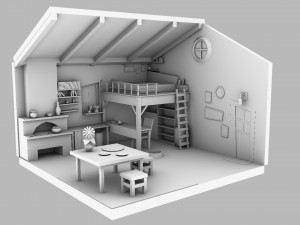 cartoon low poly 3d house 3D Модель