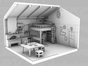 cartoon low poly 3d house 3D Модель