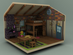 cartoon low poly 3d house Model 3D