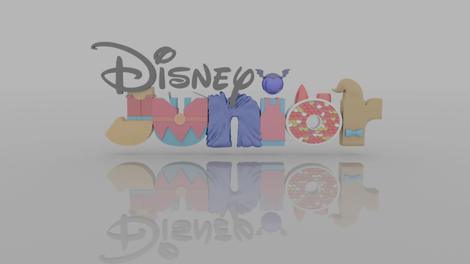 disney junior cartoon text 3D Model .c4d .max .obj .3ds .fbx .stl .blend