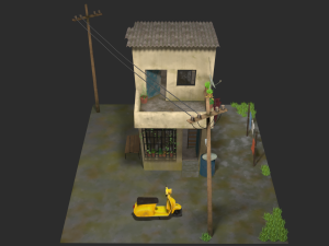 my house toon style low-poly 3D Model