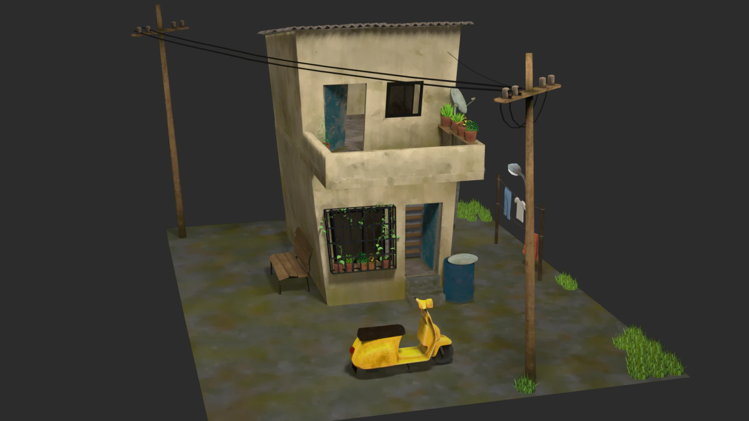 my house toon style low-poly 3D Model .c4d .max .obj .3ds .fbx .stl .blend 