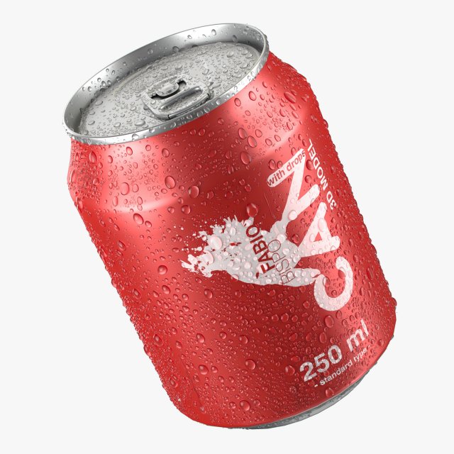 soda can with droplets 250ml 3D Model .c4d .max .obj .3ds .fbx .stl .blend 