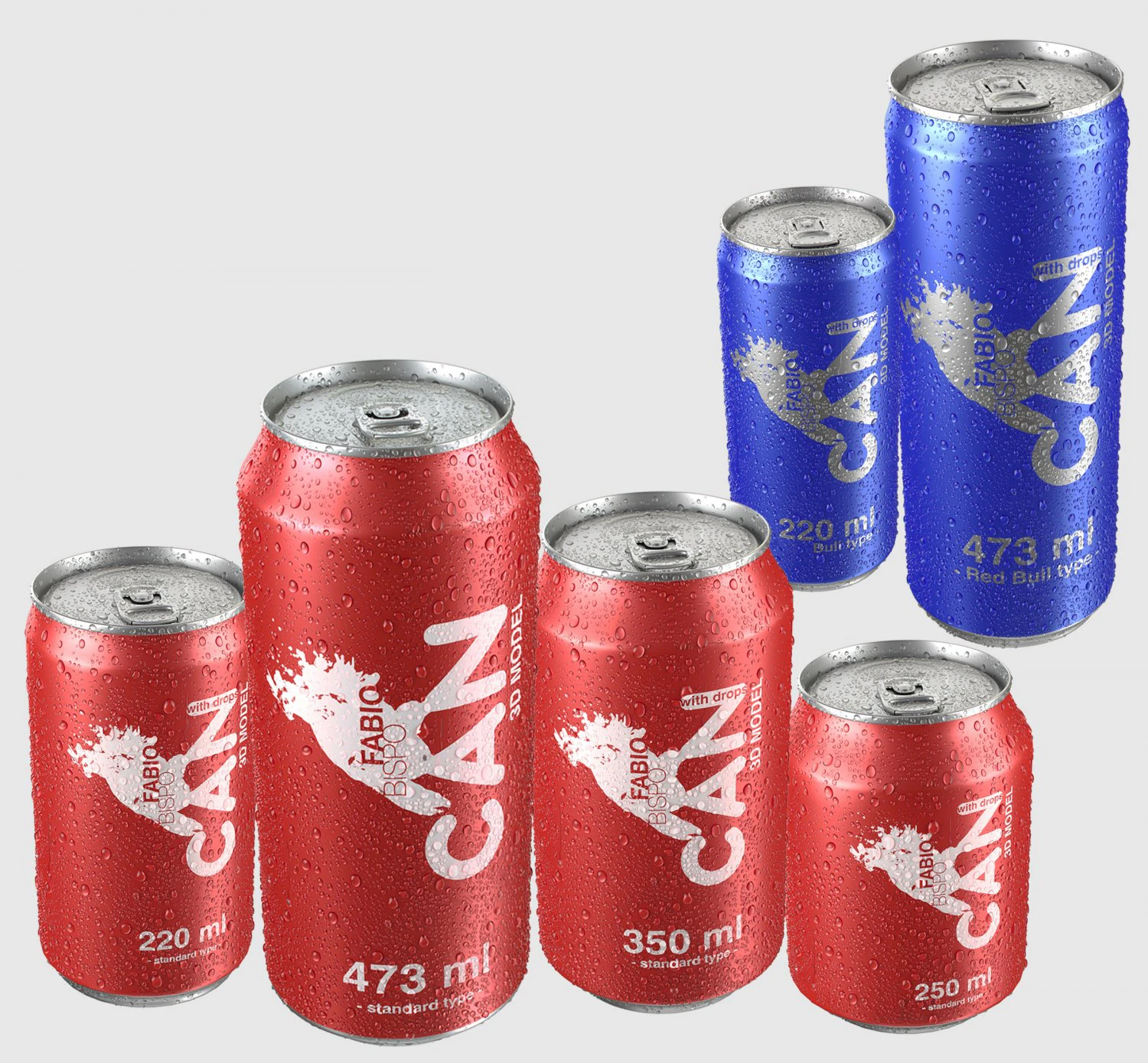 soda can collection 3D Model .c4d .max .obj .3ds .fbx .stl .blend 
