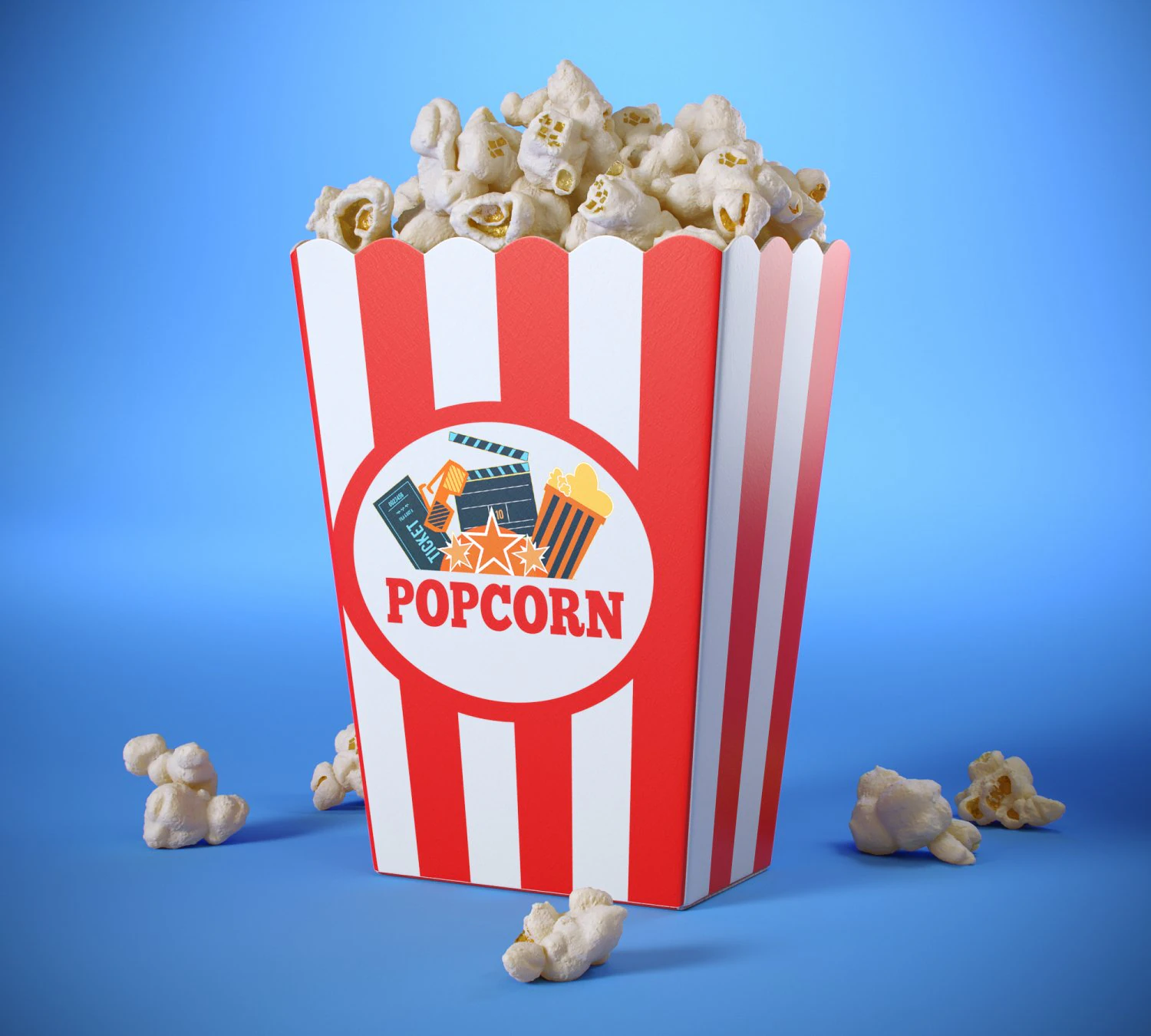 popcorn box 3D Model .c4d .max .obj .3ds .fbx .stl .blend 