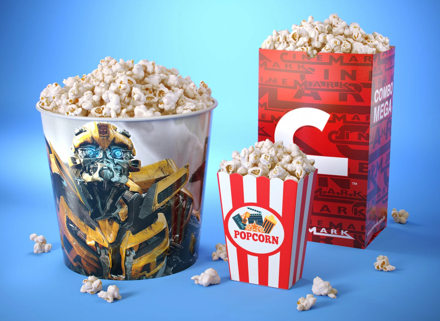 popcorn 3d collection 3D Model .c4d .max .obj .3ds .fbx .stl .blend