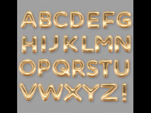 balloons alphabet golden 3D Model