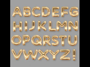 풍선 알파벳 황금 3D 모델