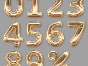 balloons numbers golden 3D Model