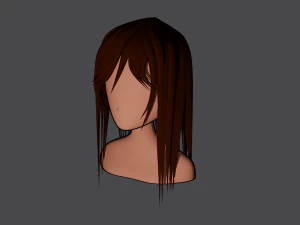 基本动漫头部包括头发 3D 模型