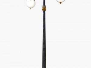 cast iron antique street light lamp crown with 2 luminaries Model 3D