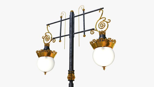 cast iron antique street light lamp crown with 2 luminaries Model 3D .c4d .max .obj .3ds .fbx .stl .blend