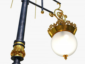 cast iron antique street light lamp crown with 2 luminaries Model 3D