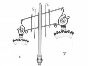 cast iron antique street light lamp crown with 2 luminaries Model 3D