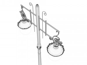 cast iron antique street light lamp crown with 2 luminaries Model 3D