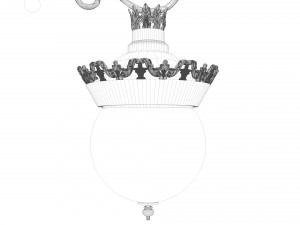 cast iron antique street light lamp crown with 2 luminaries Model 3D