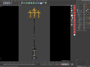 cast iron antique street light lamp crown with 5 luminaries Model 3D