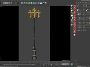 cast iron antique street light lamp crown with 5 luminaries 3D Model